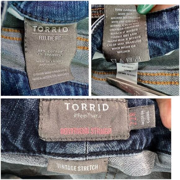 Torrid Boyfriend Straight Leg Vintage Stretch Mid-Rise Blue Jeans 22R Plus Size‎ - Picture 9 of 10